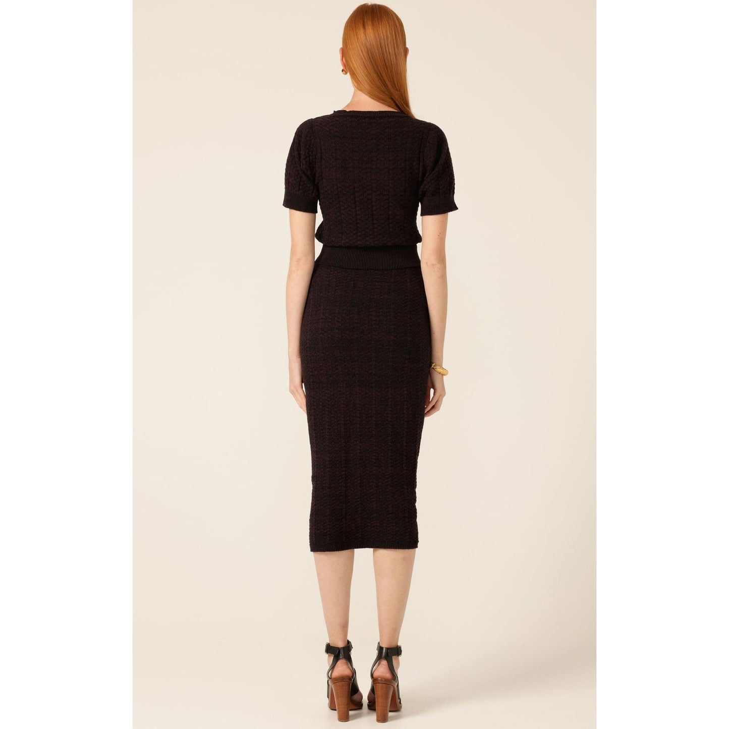 Sacha Drake Chevron Knit Pencil Skirt Sangria Black