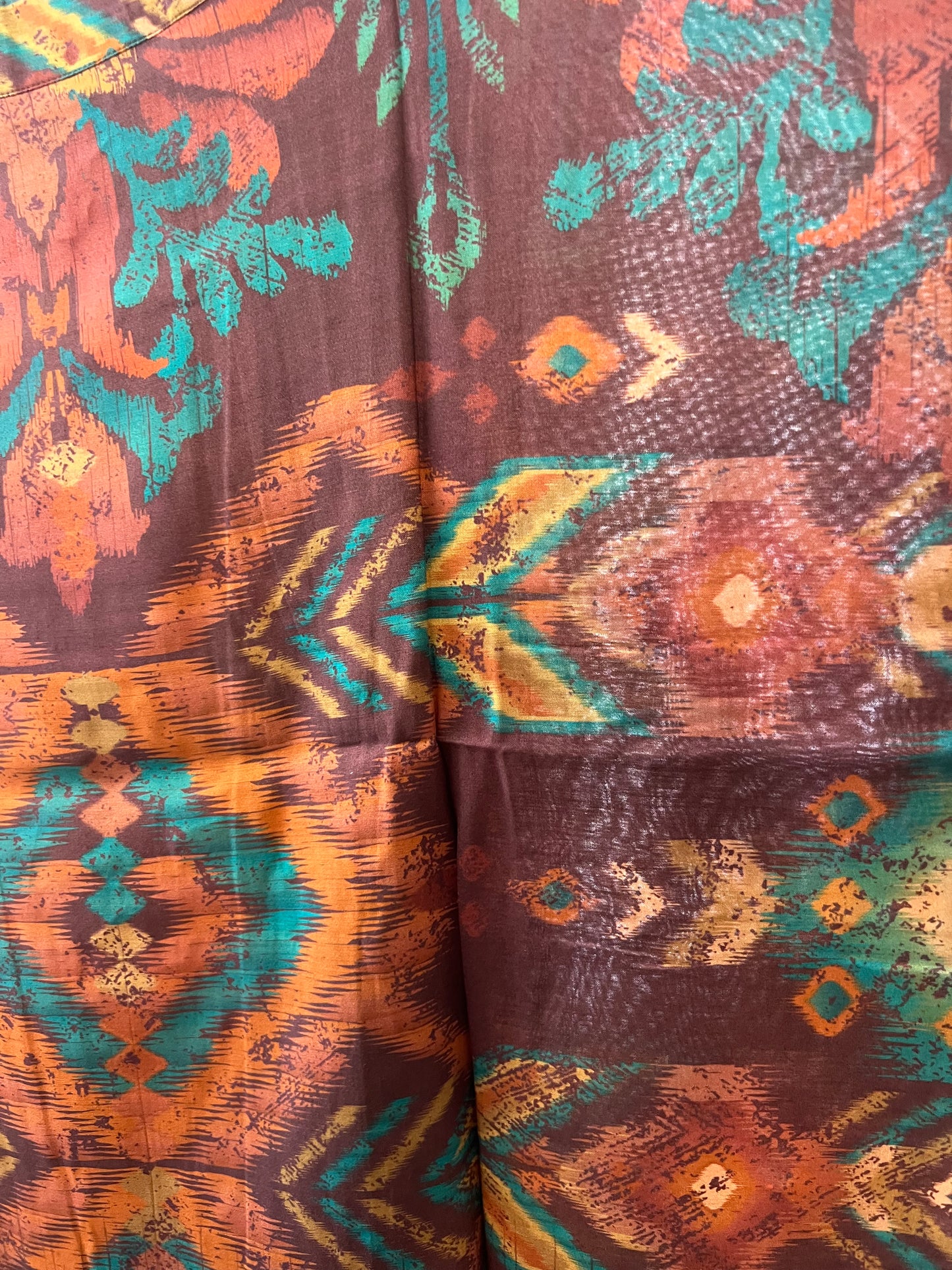 Powder Chocolate Ikat Print Short Kimono