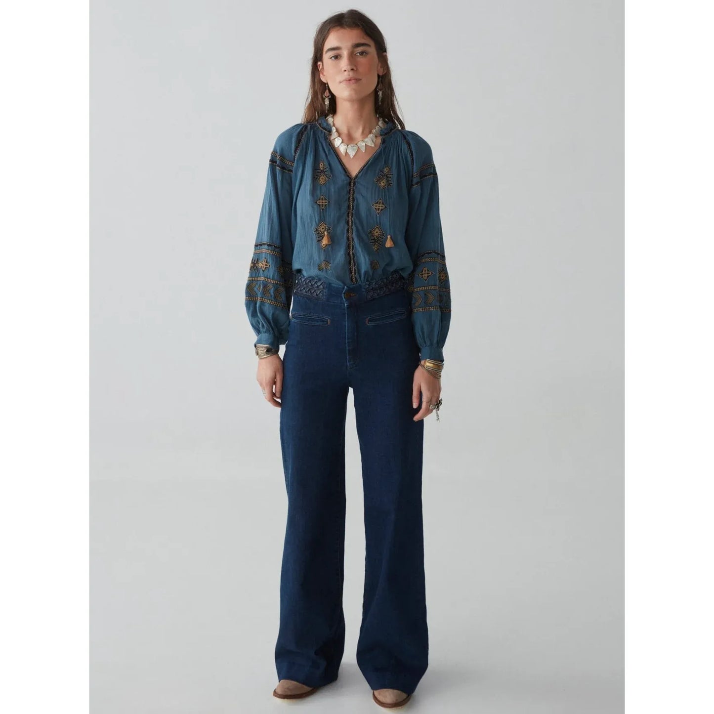 Maison Hotel Audrey Blouse (dipinto blu or Nuvola)