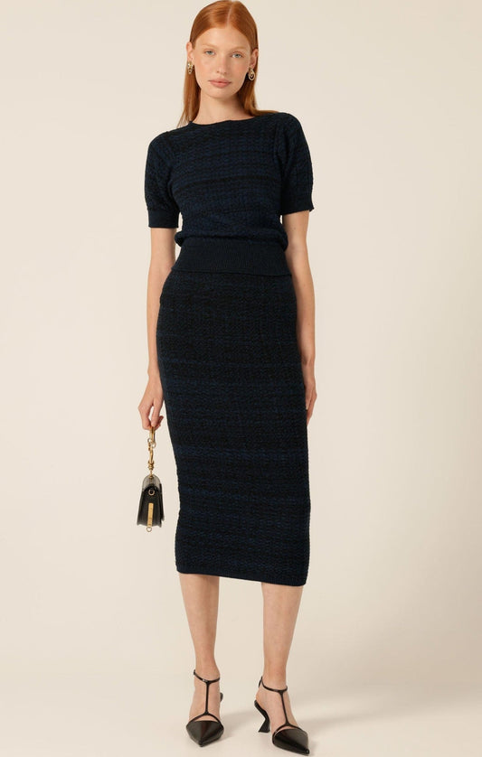 Sacha Drake CHEVRON KNIT PENCIL SKIRT IN OCEAN BLACK S02-KNIT