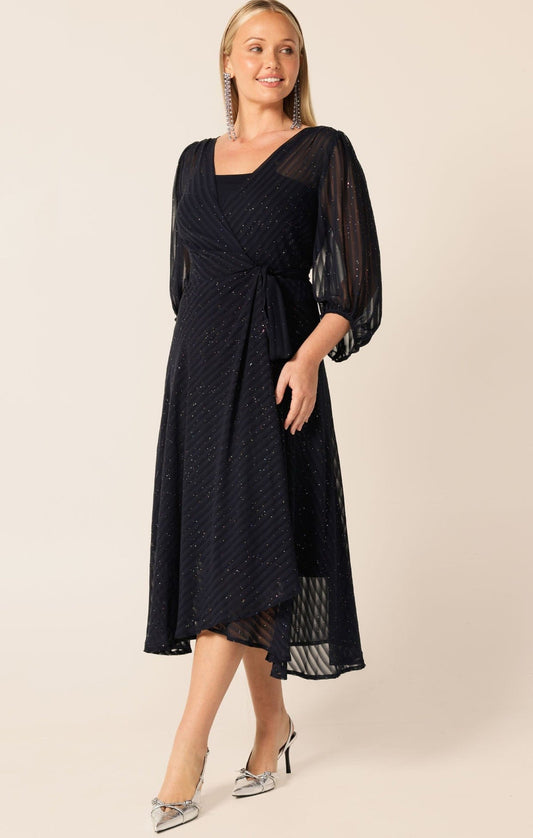Sacha Drake Vivienne wrap dress navy sparkle 