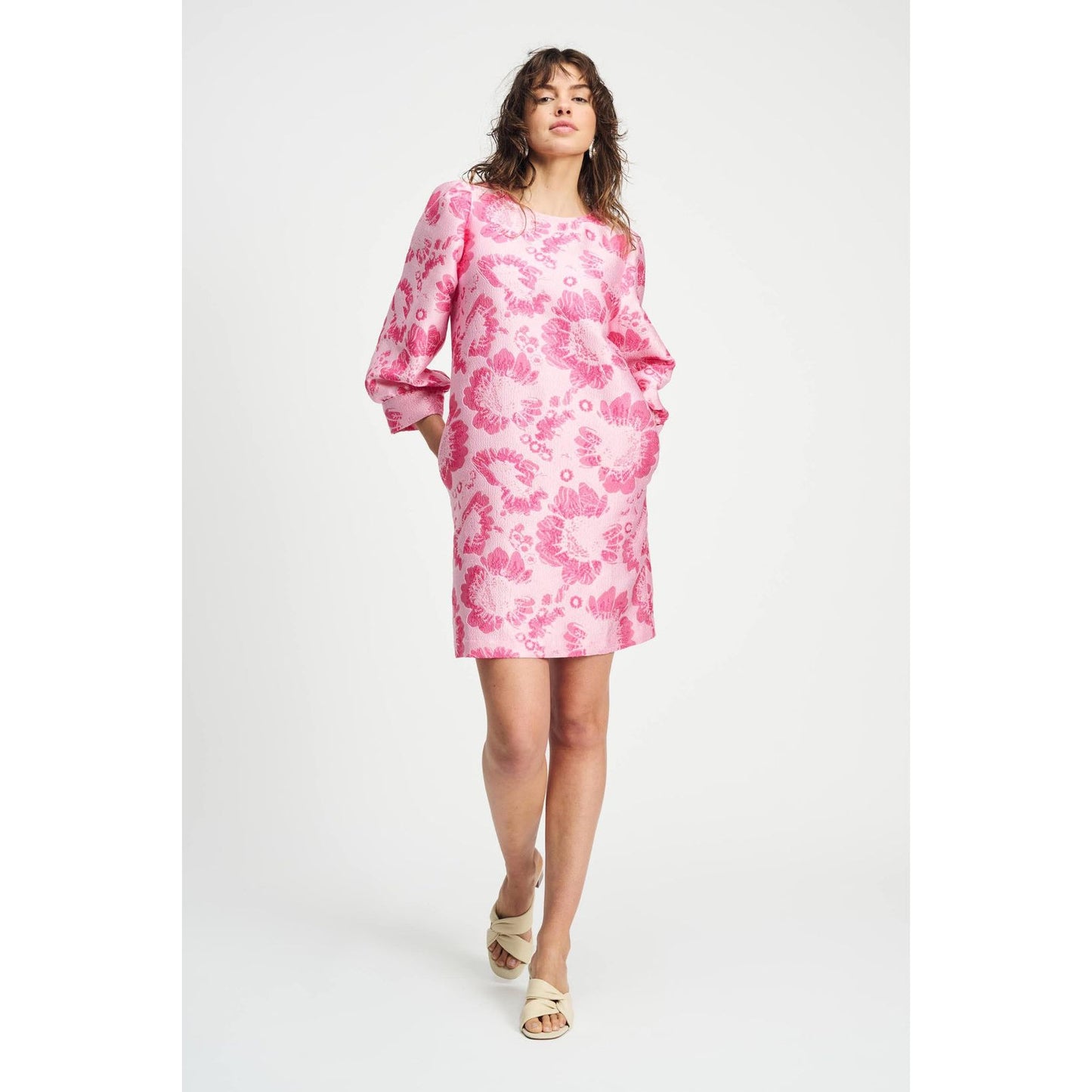 Pom Floral Jacquard Raspberry- Dress