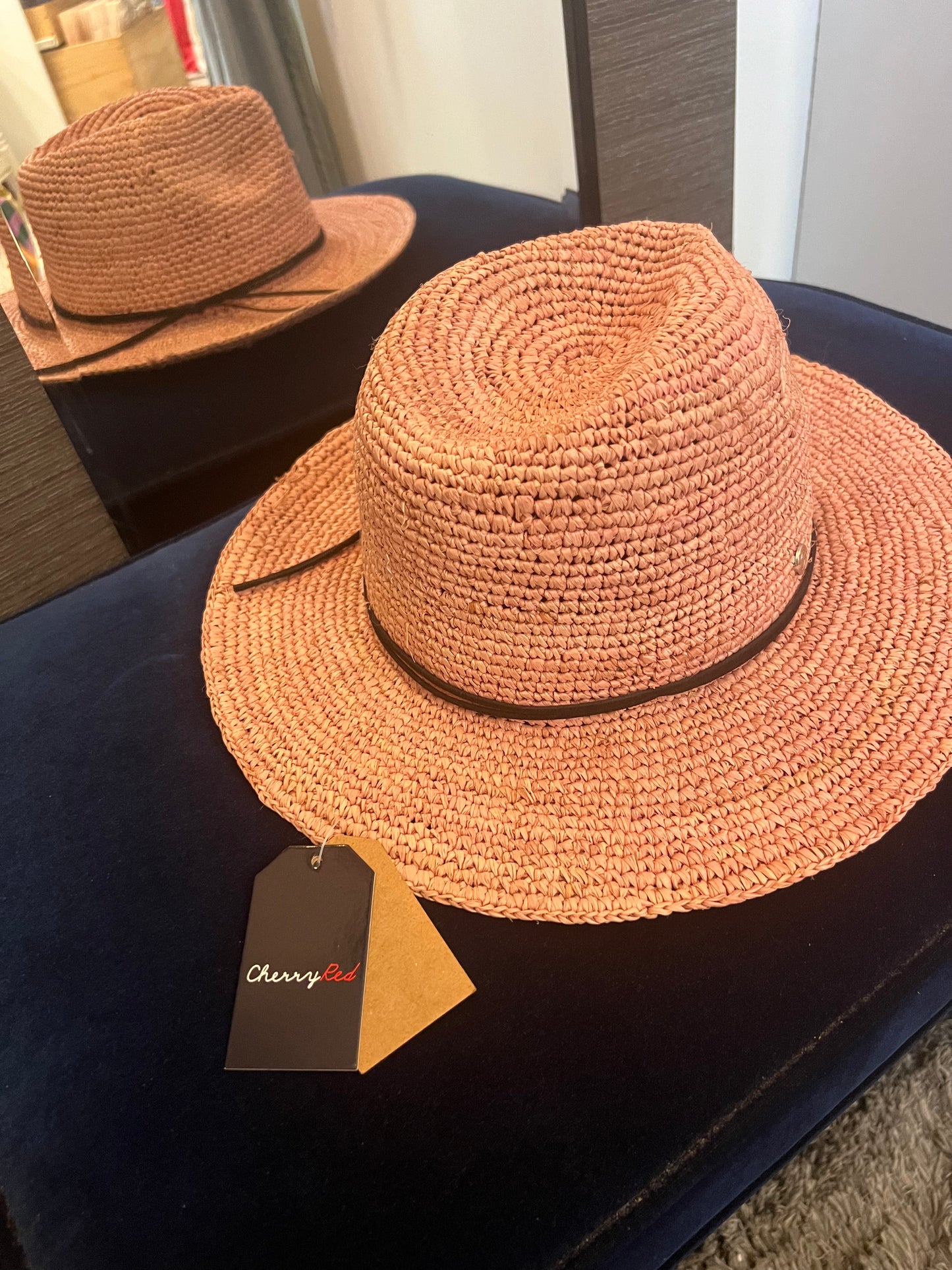 Raffia Fedora w Suede CROCH187