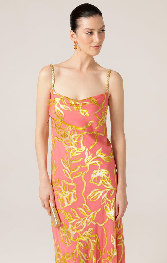 Sacha Drake Peach Pheasant Dress