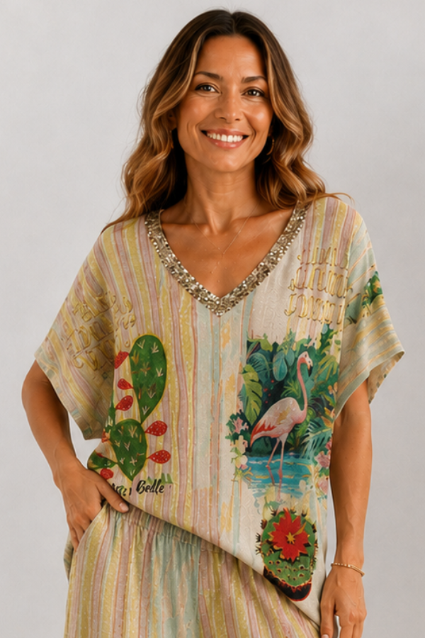 La Sofia Luna shimmer shirt golden Fiesta