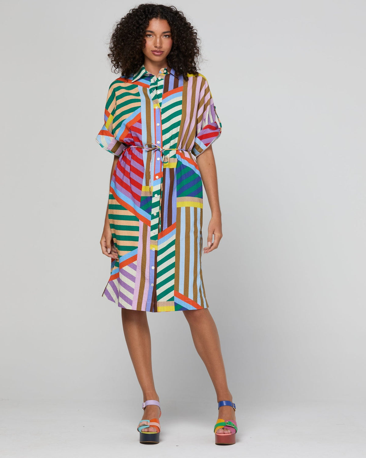 Boom Shankar Maui Shirt Dress Liquorice Stripe