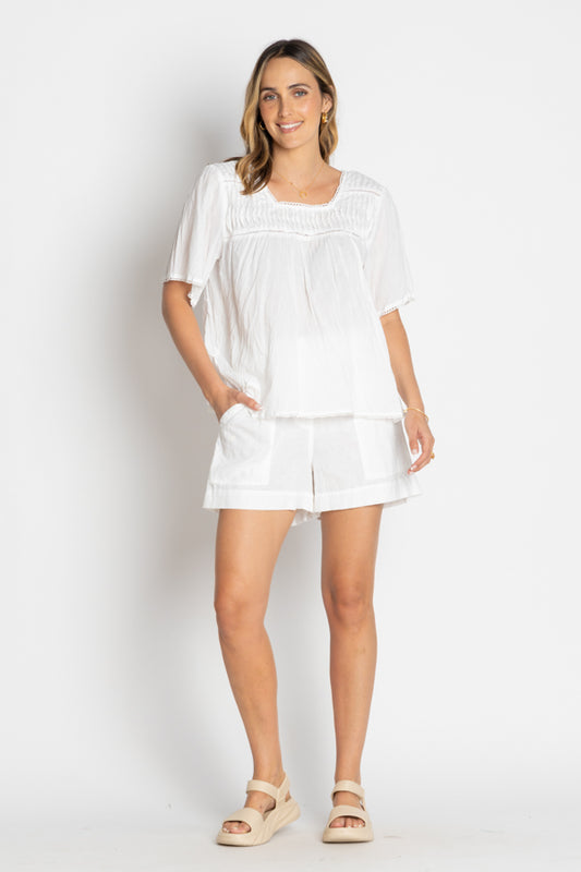Lula Life Celeste Cropped White Top