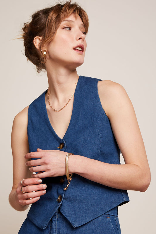 King Louie Bianca Gilet Chambray