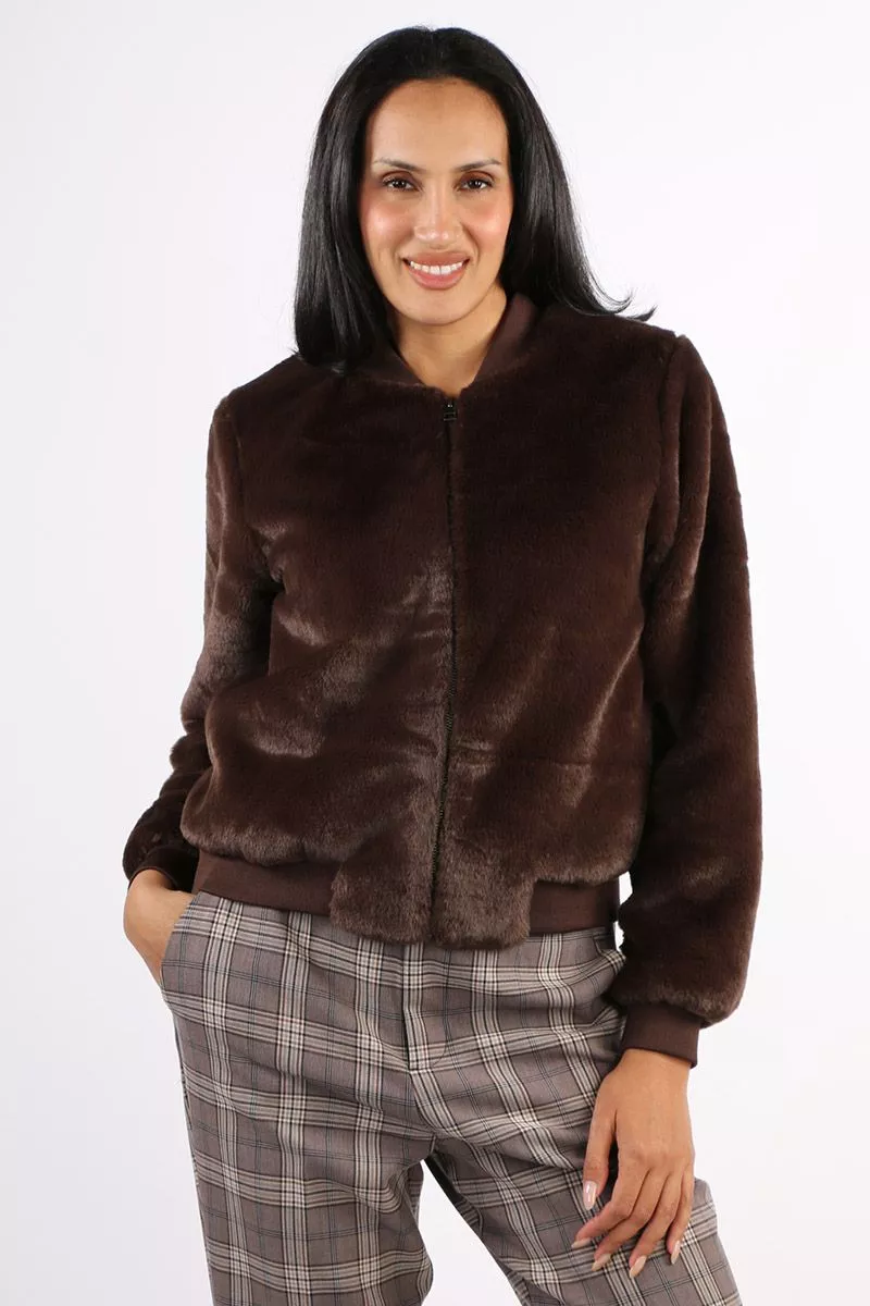 Foil Fur Sure Jacket Chocolate