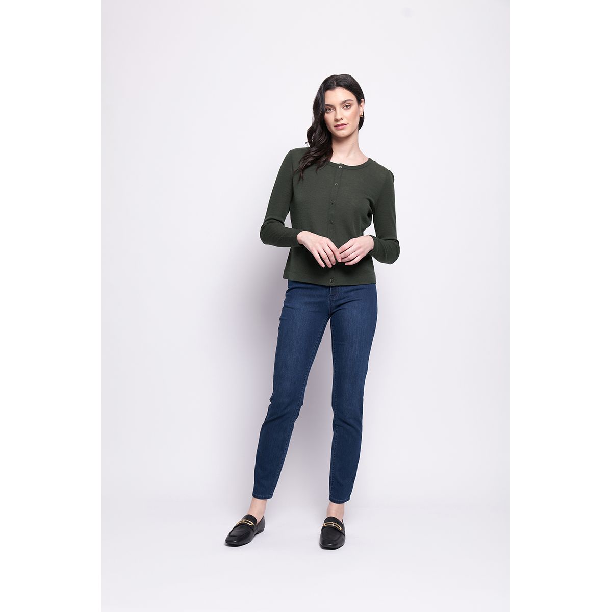 Foil Time Wool Tell Cardigan (Navy, Moss, Black or Still water)