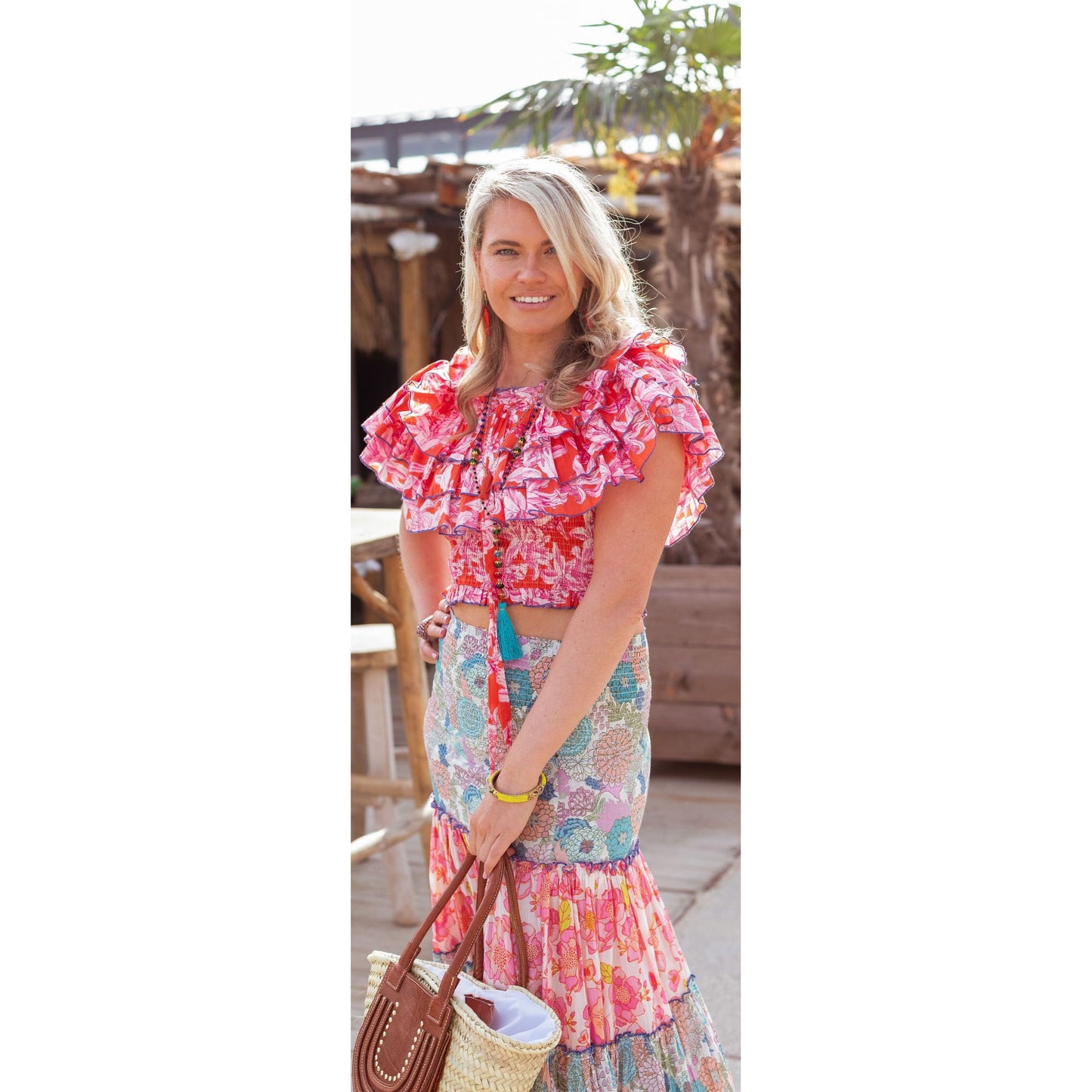 Place Du Soleil Orange Rosa Layer Top Cotton Multi