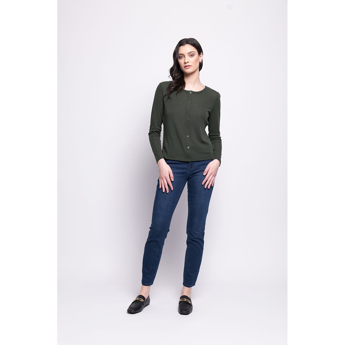 Foil Time Wool Tell Cardigan (Navy, Moss, Black or Still water)