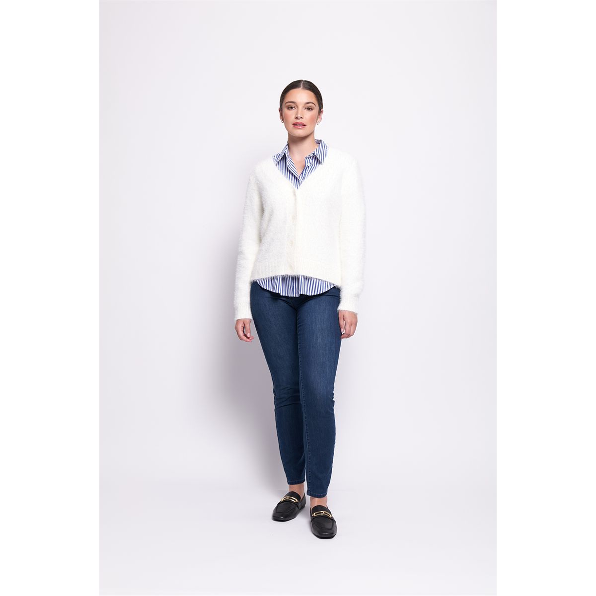 Foil Top Bird Cardigan (Pearl or Saphire)