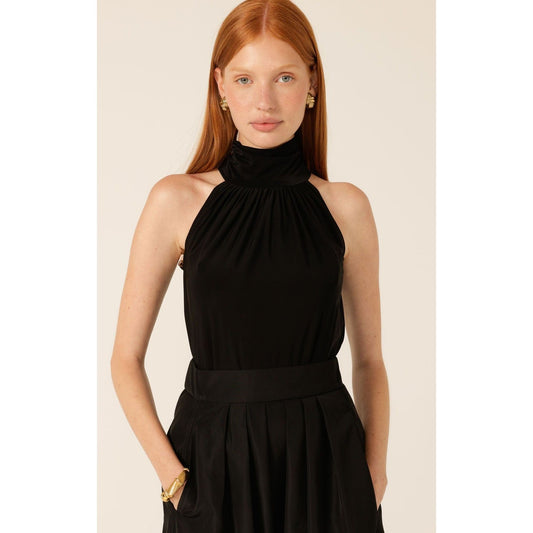 Sacha Drake high neck tie top black