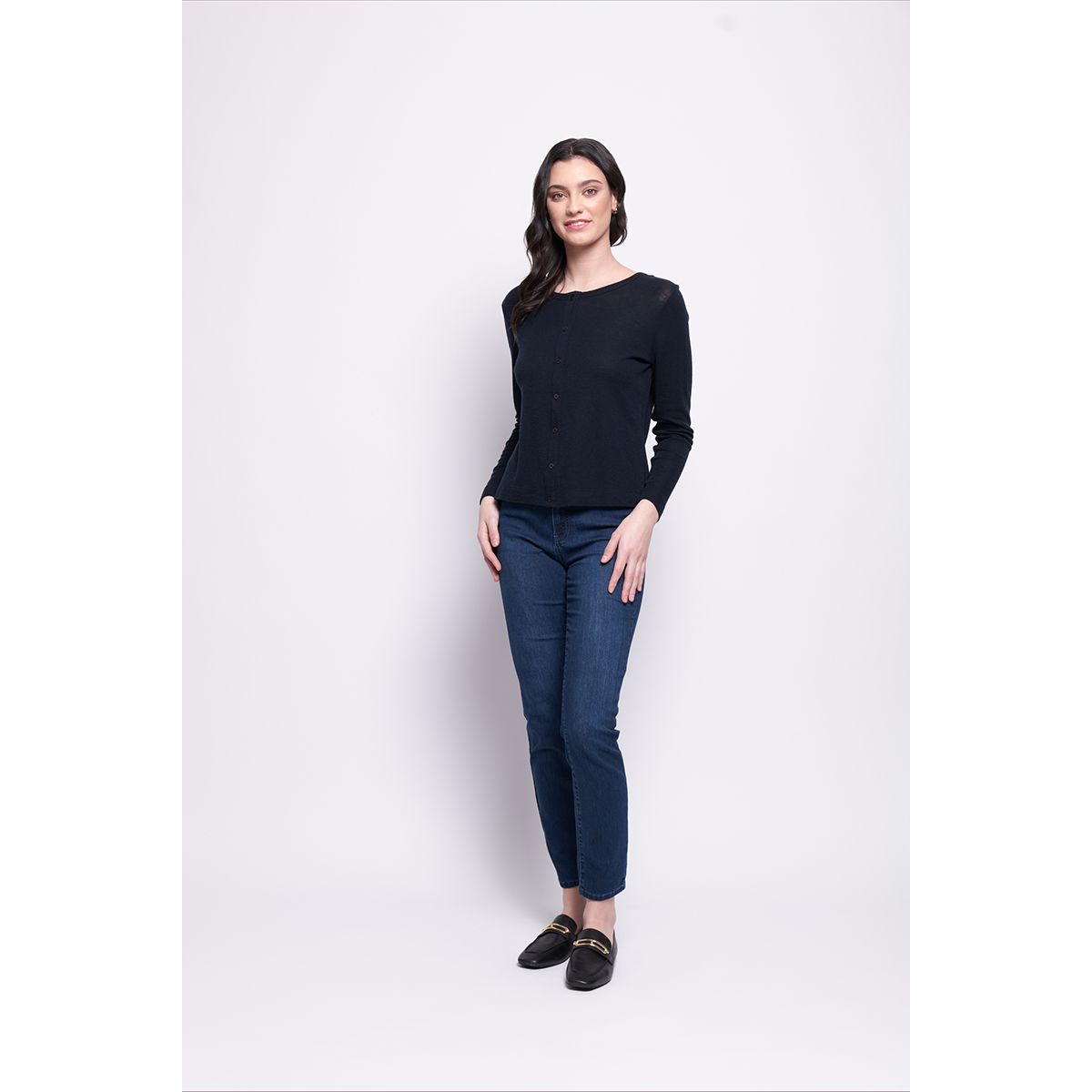 Foil Time Wool Tell Cardigan (Navy, Moss, Black or Still water)