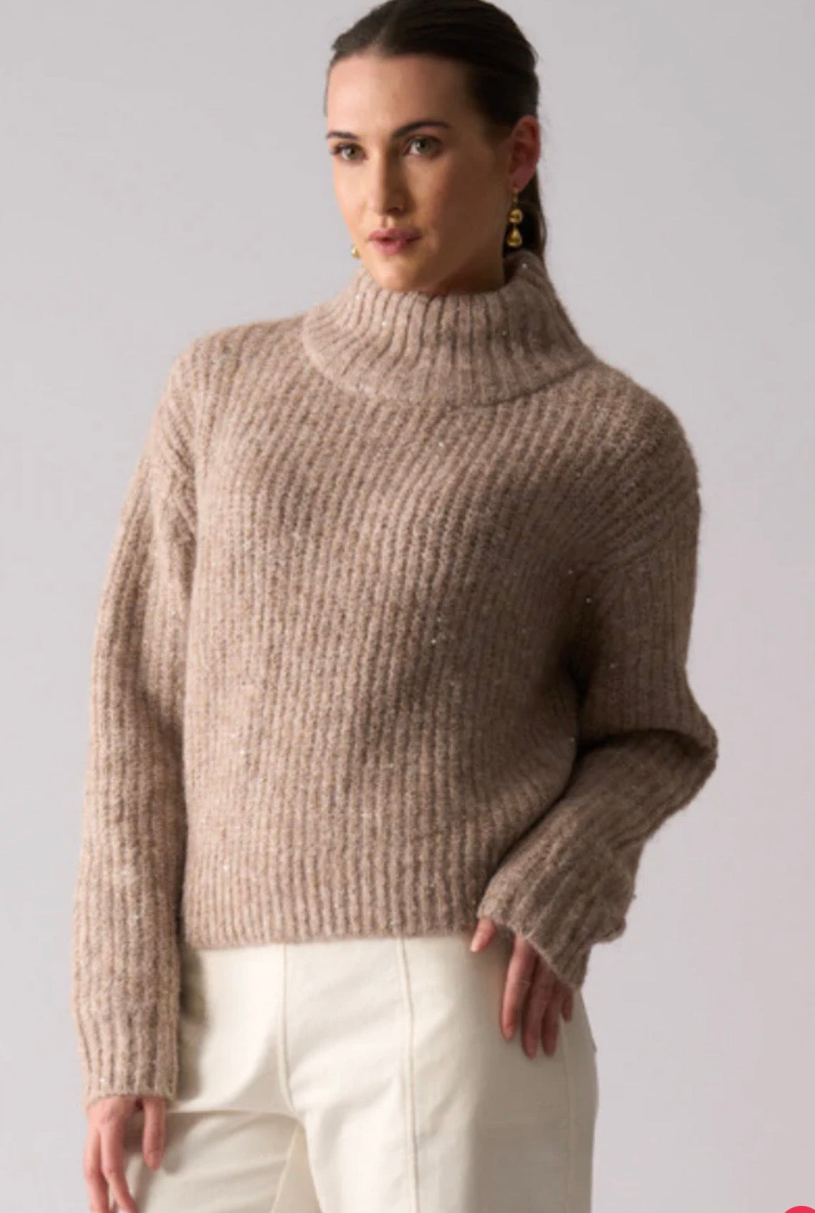 Foil Glow Getter Sweater Coffee/Oat