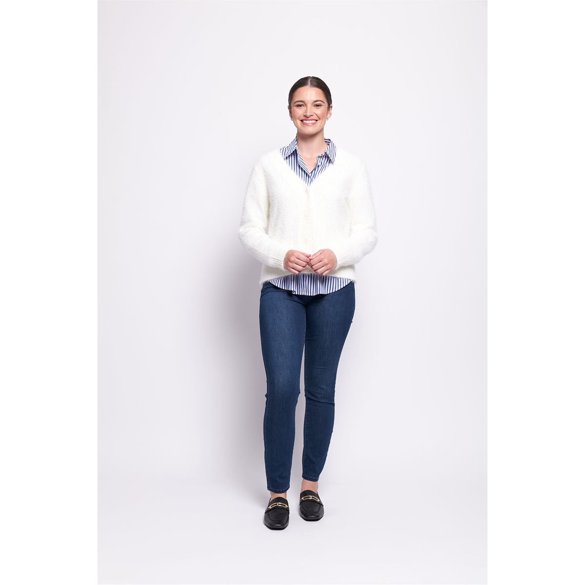 Foil Top Bird Cardigan (Pearl or Saphire)