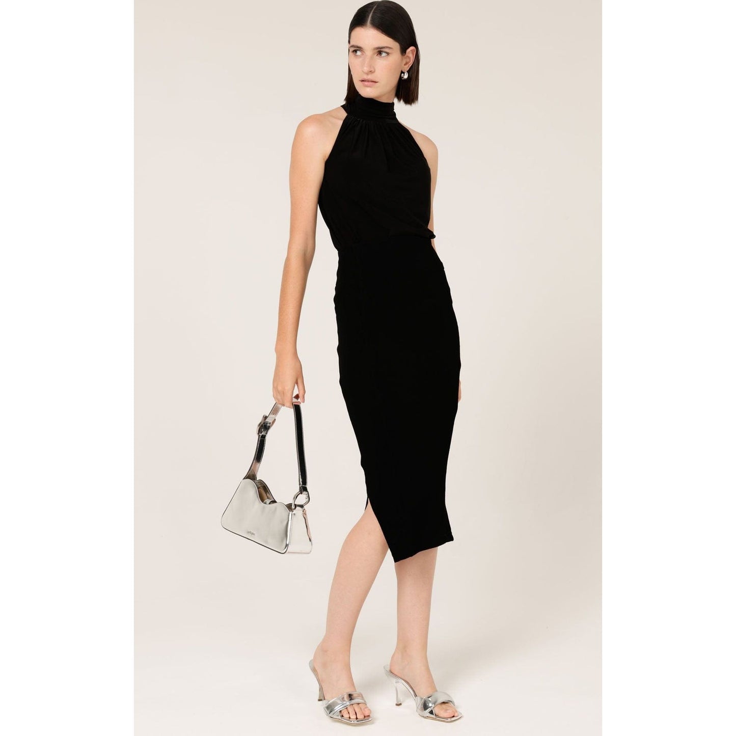Sacha Drake high neck tie top black