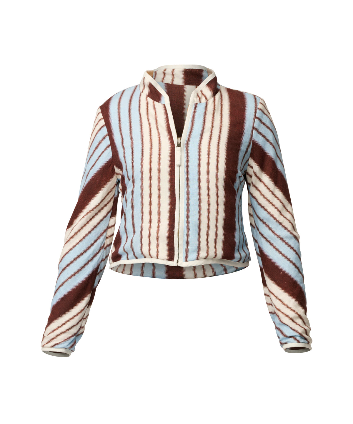 Once Was Delray Reversible Printed Linen Viscose Jacket - Nautilus Bloom/ Iridescent Stripe