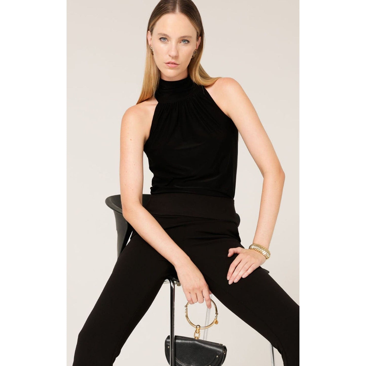 Sacha Drake high neck tie top black