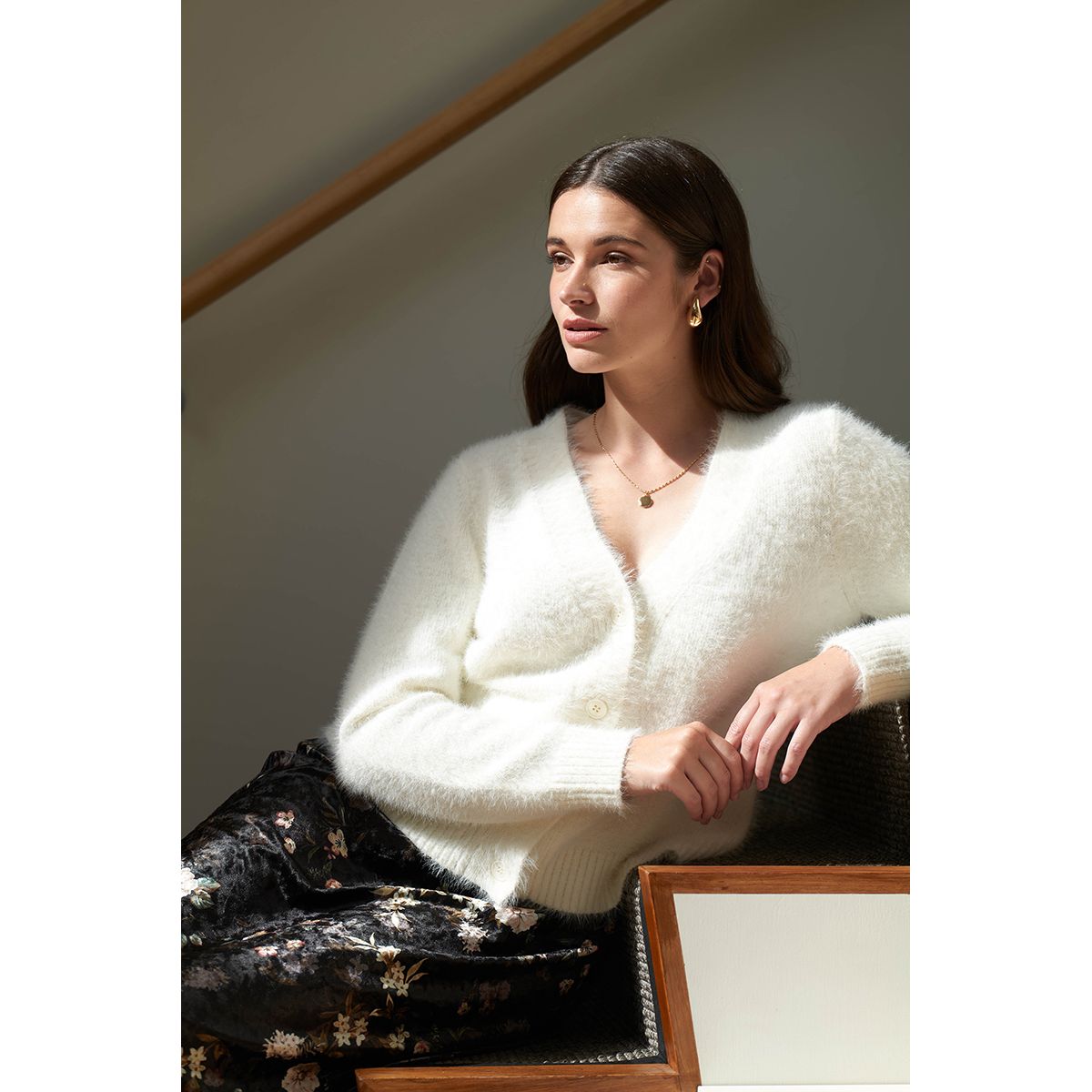 Foil Top Bird Cardigan (Pearl or Saphire)