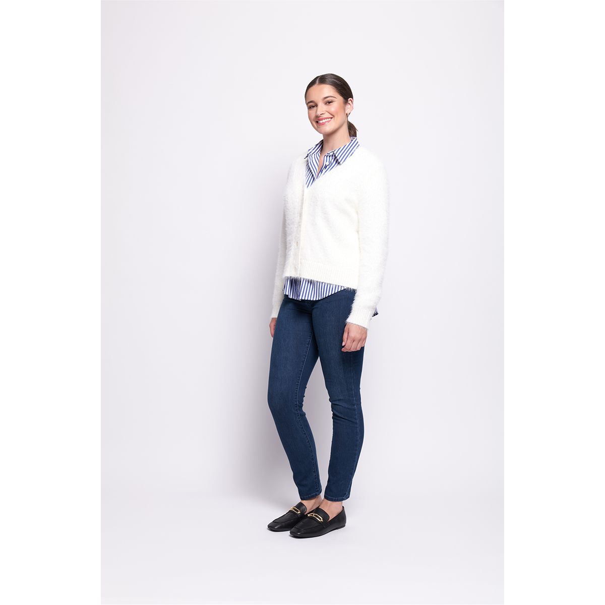 Foil Top Bird Cardigan (Pearl or Saphire)