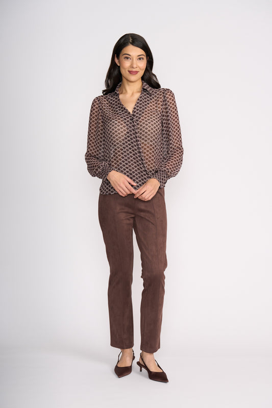 Foil Looking Suede Pant Ristretto