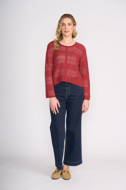 Foil Pulling String Sweater Red Earth