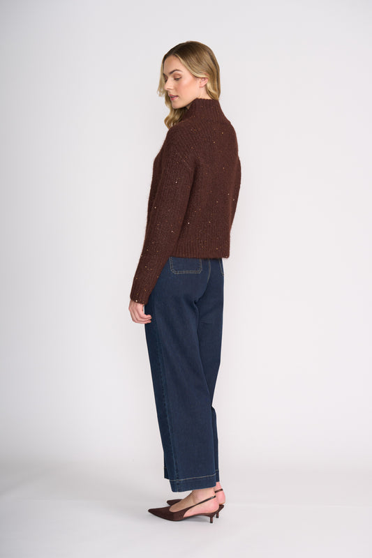 Foil Glow Getter Sweater Coffee/Oat