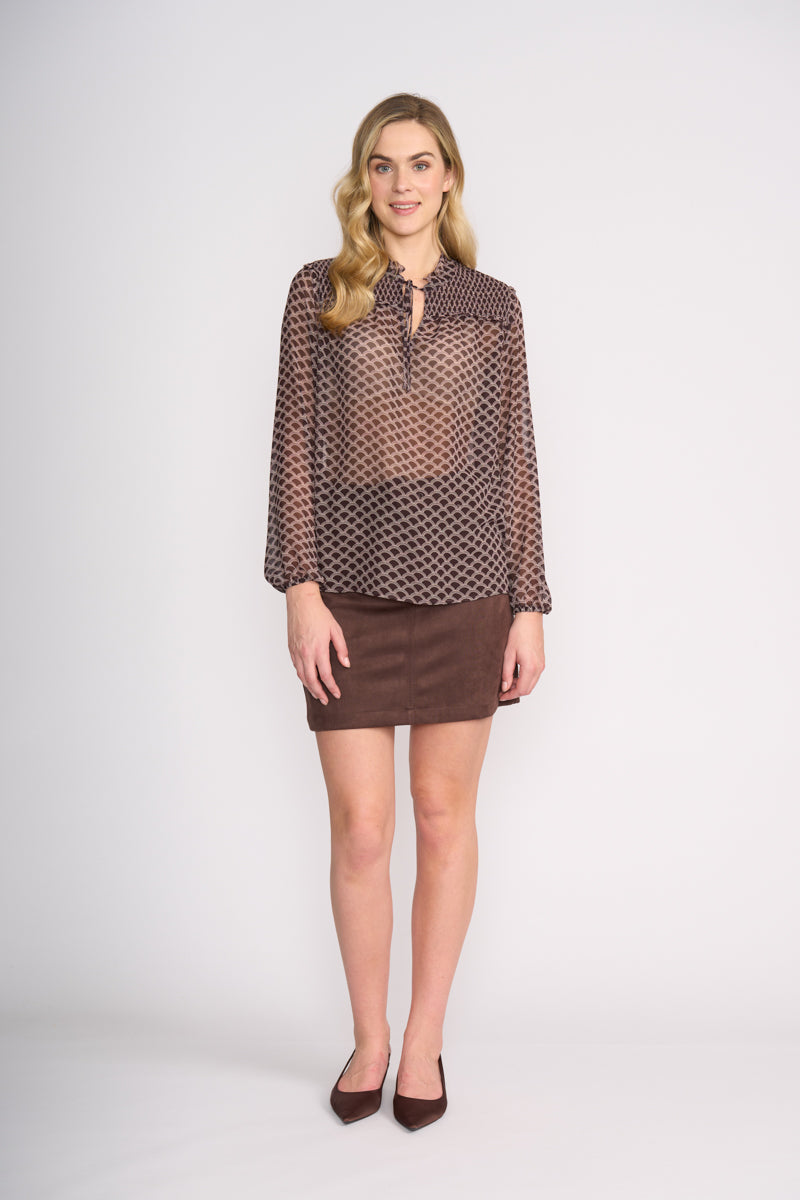 Foil Slay & Suede Skirt Ristretto