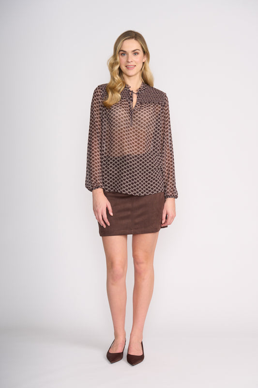 Foil Slay & Suede Skirt Ristretto