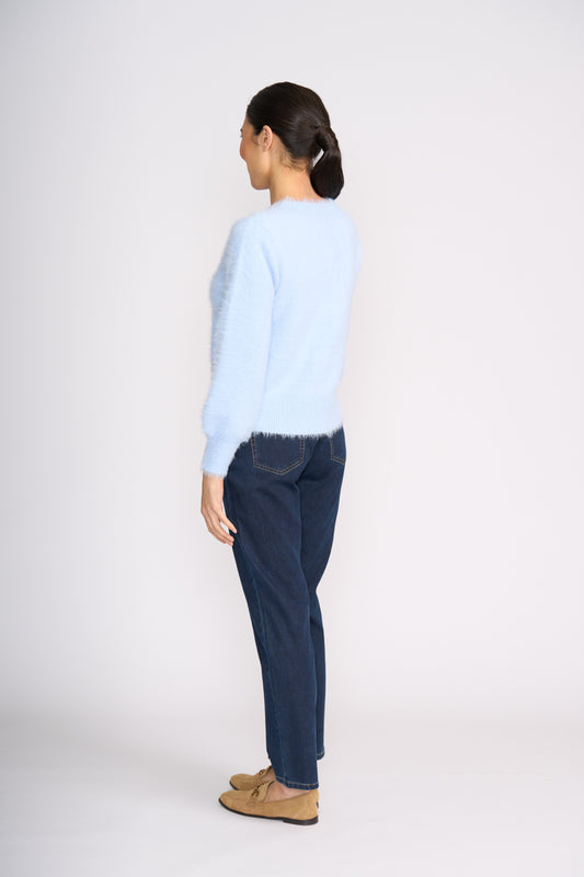 Foil Fluffin' Cute V Sweater Sky