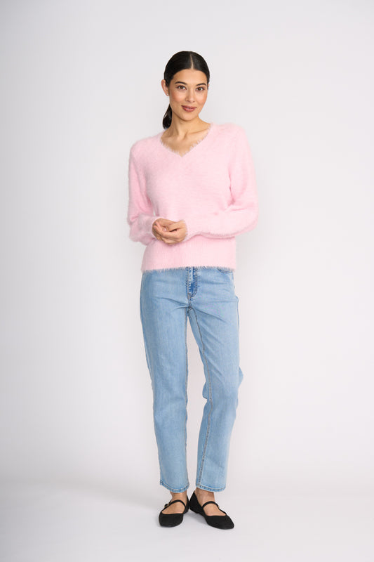 Foil Fluffin' Cute V Sweater Barely Pink