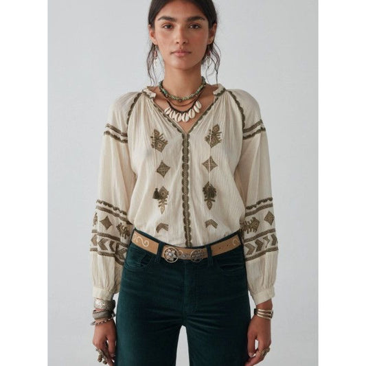 Maison Hotel Audrey Blouse (dipinto blu or Nuvola)