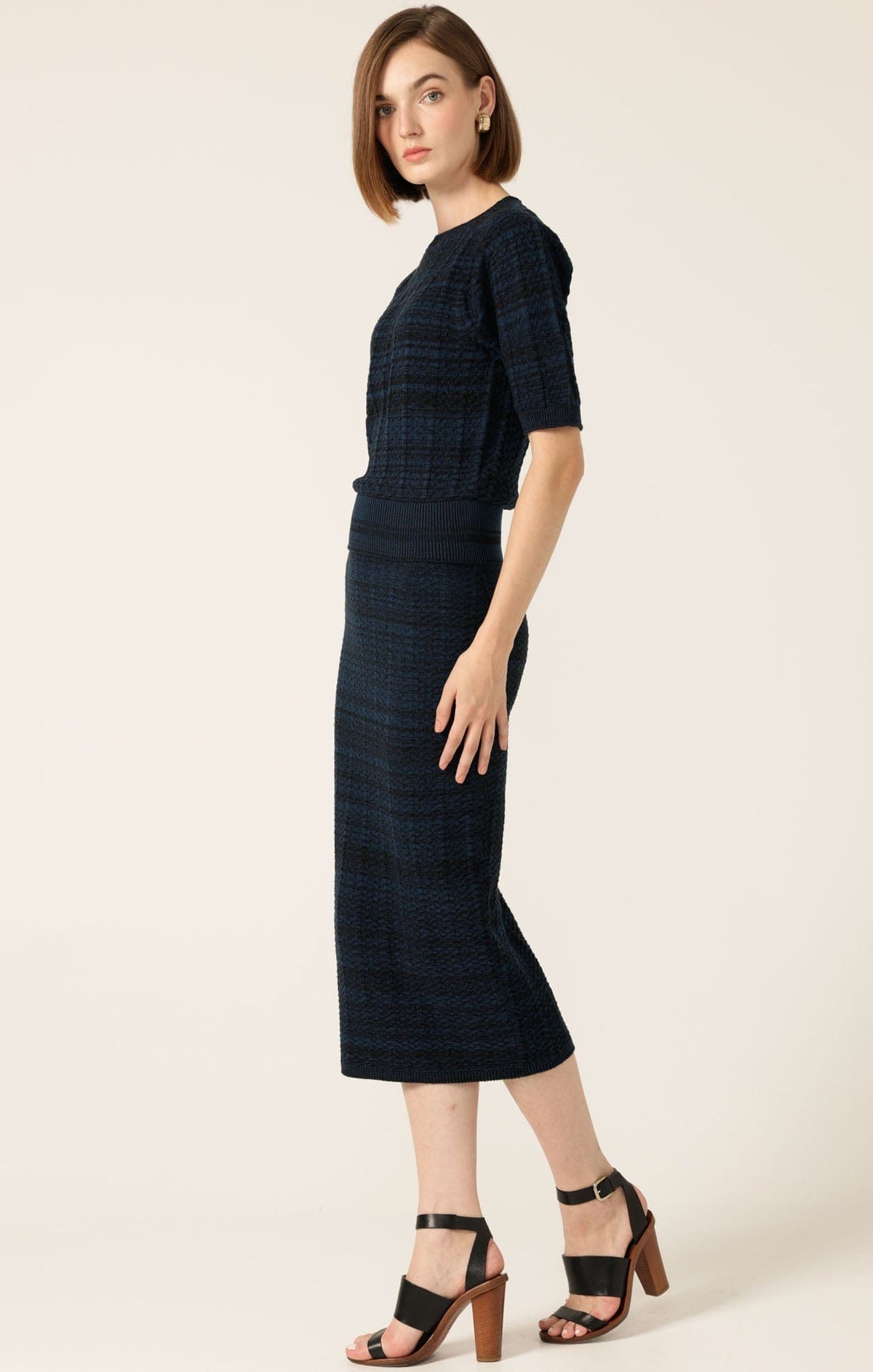 Sacha Drake CHEVRON KNIT PENCIL SKIRT IN OCEAN BLACK S02-KNIT