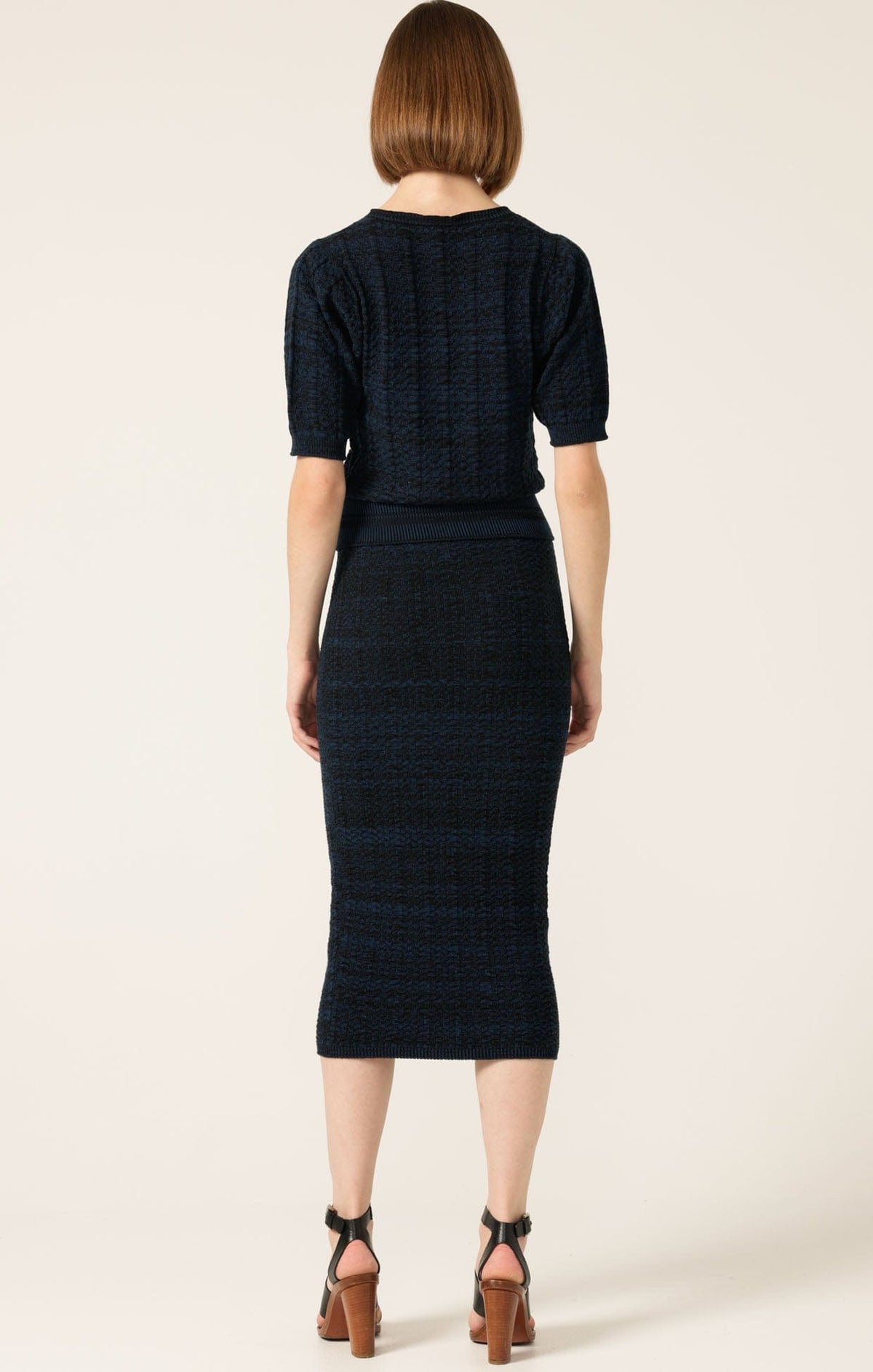 Sacha Drake CHEVRON KNIT PENCIL SKIRT IN OCEAN BLACK S02-KNIT