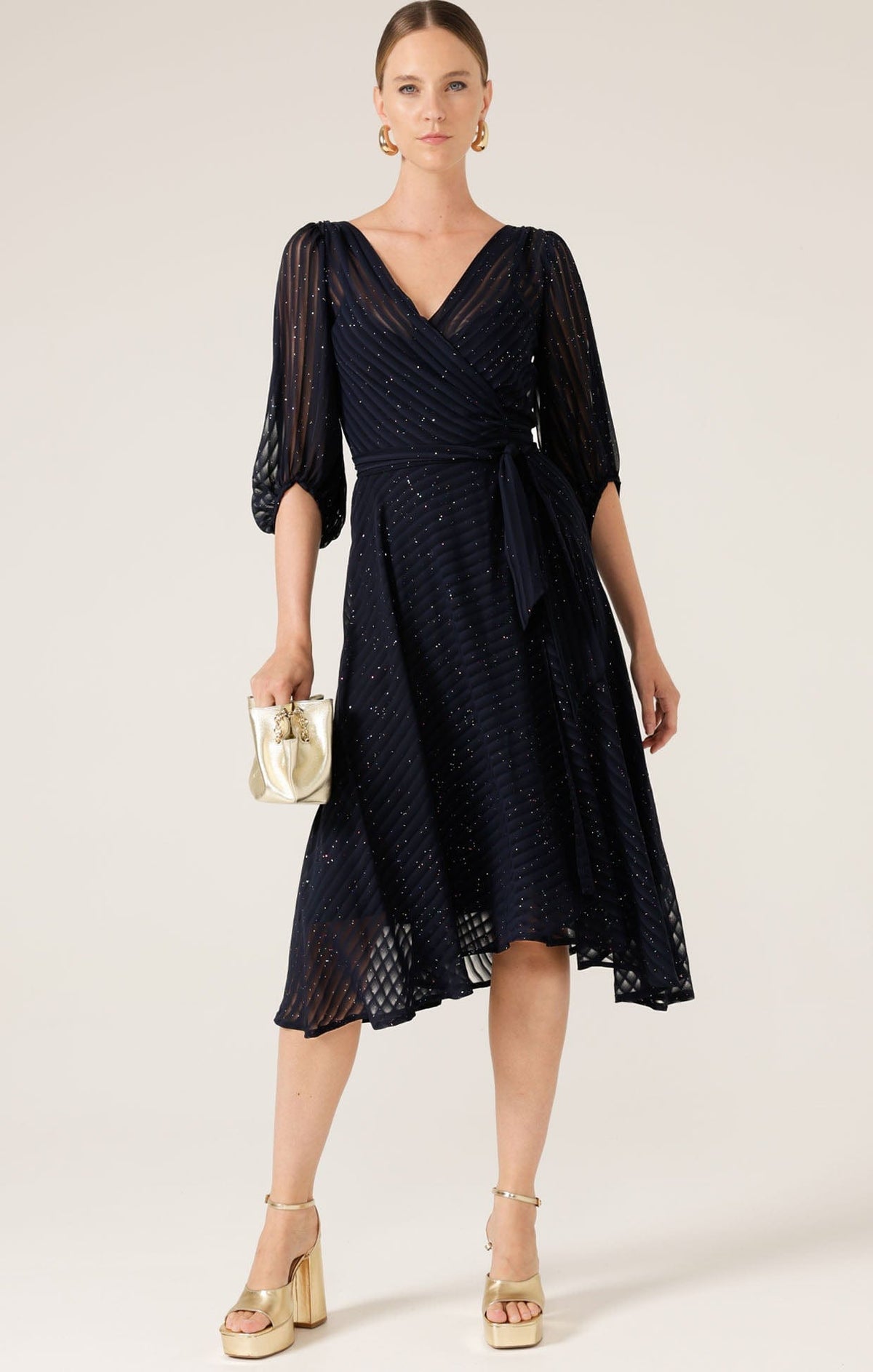 Sacha Drake Vivienne wrap dress navy sparkle ￼
