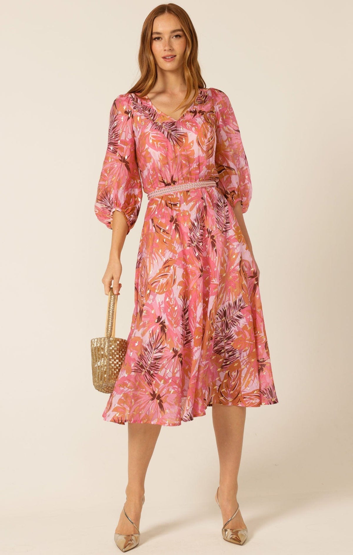 Sacha Drake sangria splash dress pink orange tropical