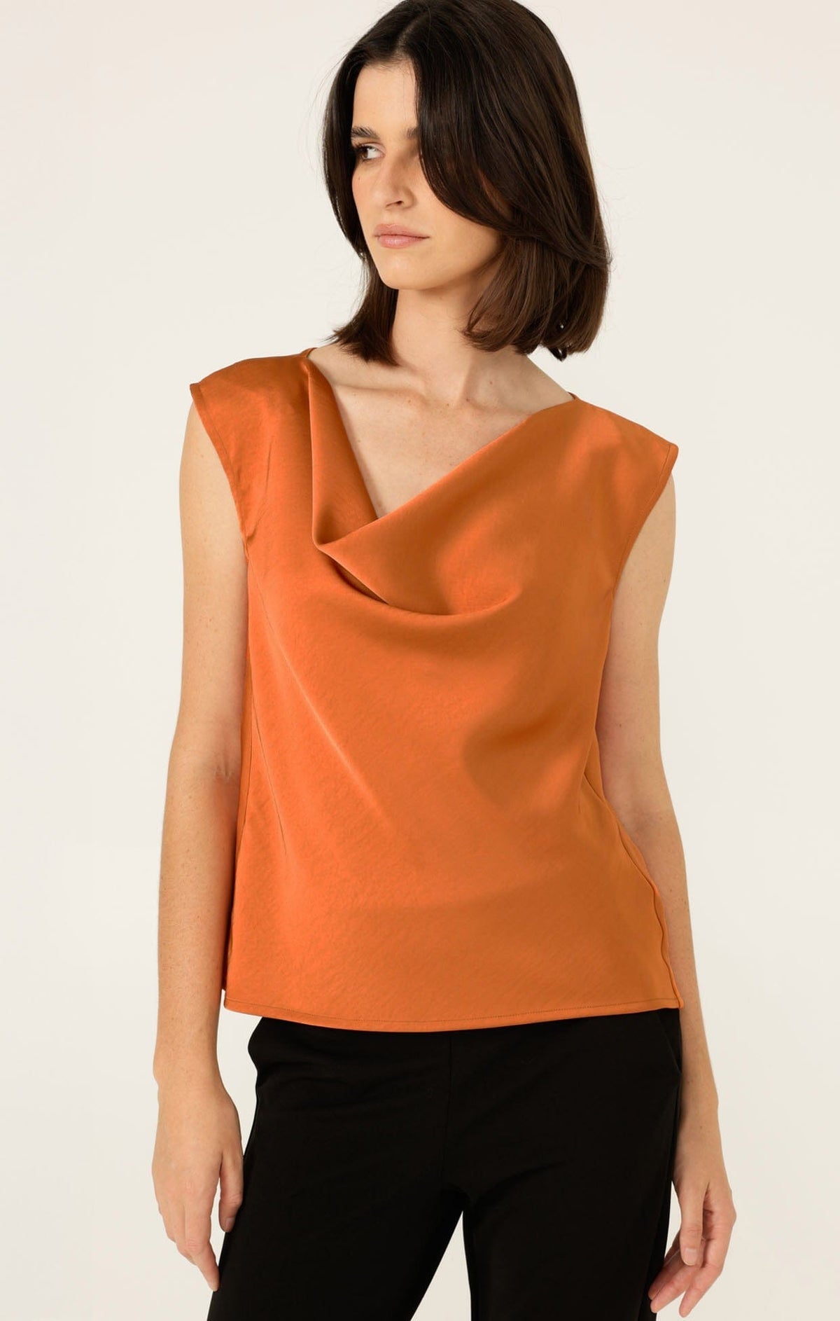 Sacha Drake Luxe Cowl Bias Top (Copper)