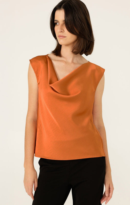 Sacha Drake Luxe Cowl Bias Top (Copper)