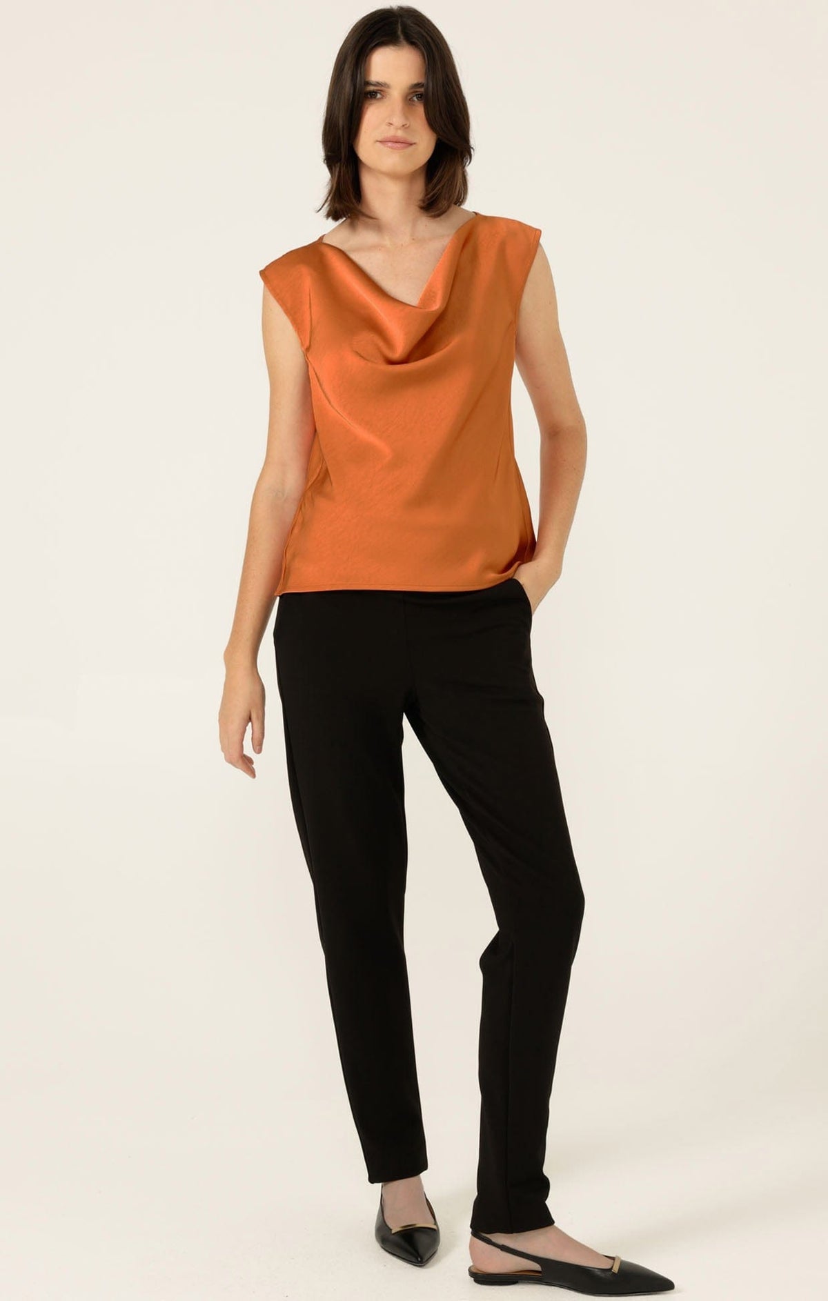 Sacha Drake Luxe Cowl Bias Top (Copper)
