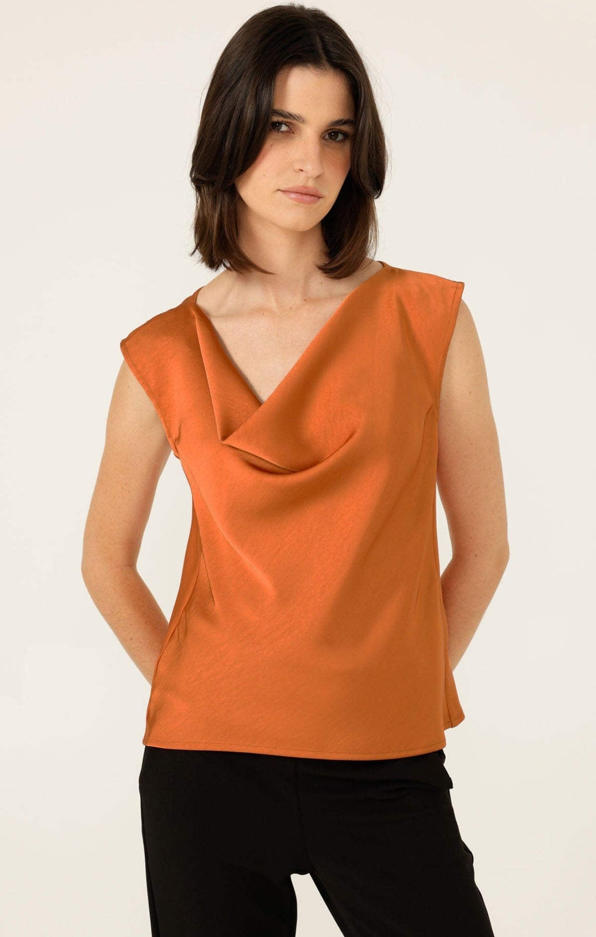 Sacha Drake Luxe Cowl Bias Top (Copper)