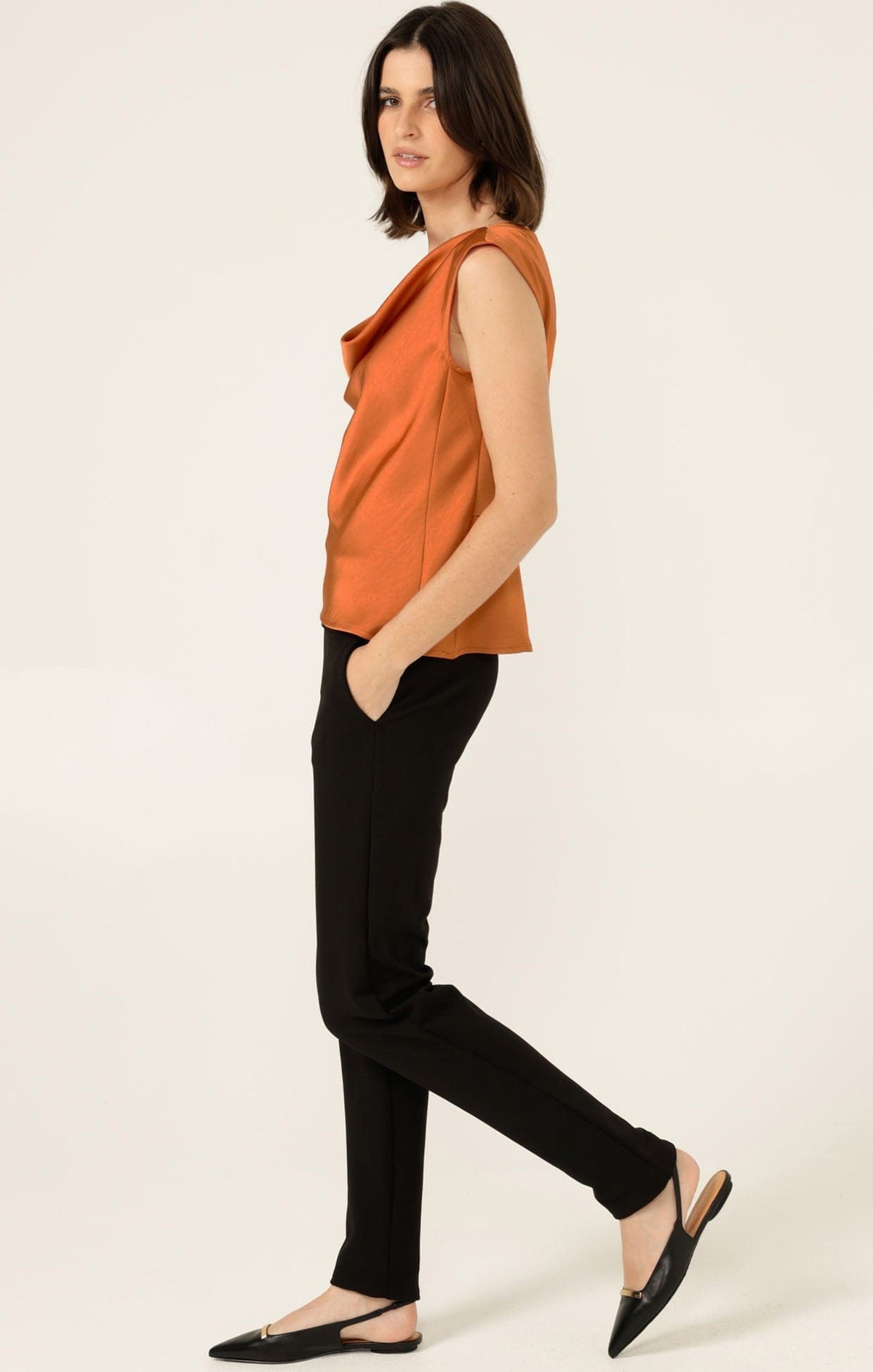 Sacha Drake Luxe Cowl Bias Top (Copper)