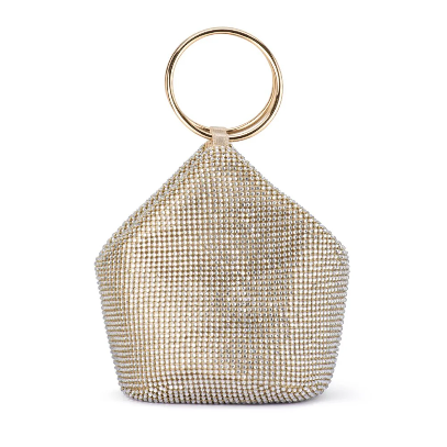 Olga Berg ELLIE Crystal Mesh Handle Bag CHAMPAGNE