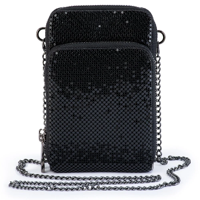 Olga Berg ELTON Mesh Cross Body Bag - BLACK