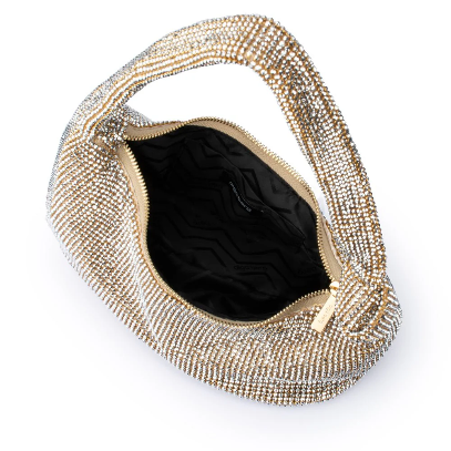 Olga Berg JESSICA Crystal Mesh Bag - CHAMPAGNE