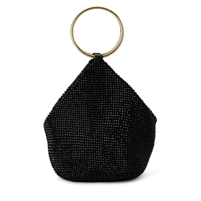 Olga Berg ELLIE Crystal Mesh Handle Bag - Black