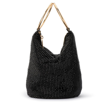 Olga Berg ELLIE Crystal Mesh Handle Bag - Black