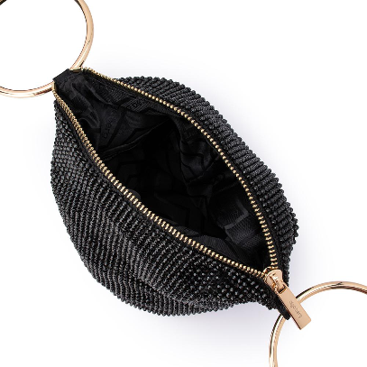 Olga Berg ELLIE Crystal Mesh Handle Bag - Black