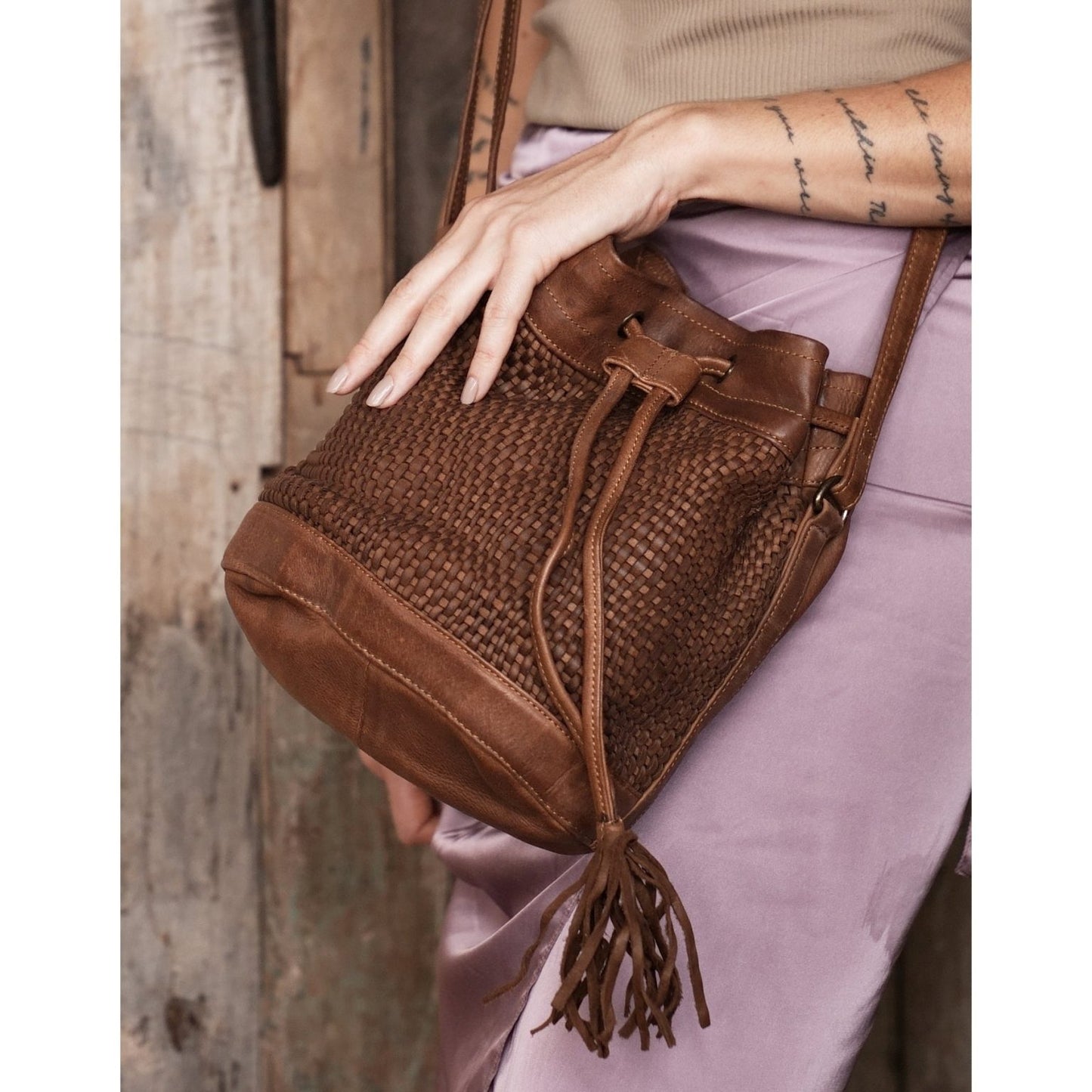 URBAN - genuine leather handwoven  handbag